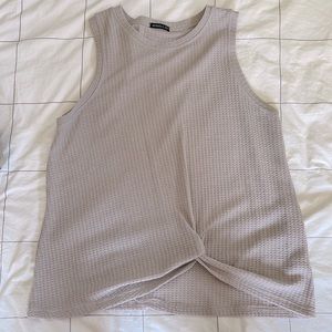 Twisted Hem Waffle Tank